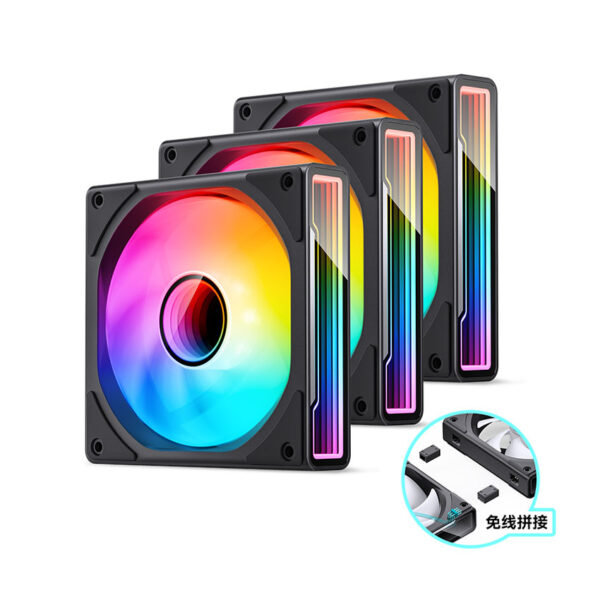 Quạt Jonsbo ZK-120B(3 IN 1) (Black) (LED A-RGB/Không kèm Controller/Bộ 3 Quạt)