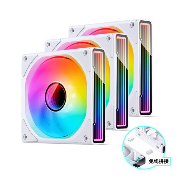 Quạt Jonsbo ZK-120W(3 IN 1) (White) (LED A-RGB/Không kèm Controller/Bộ 3 Quạt)