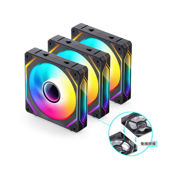 Quạt Jonsbo ZL-120B(3 IN 1) (Black) (LED A-RGB/Không kèm Controller/Bộ 3 Quạt)