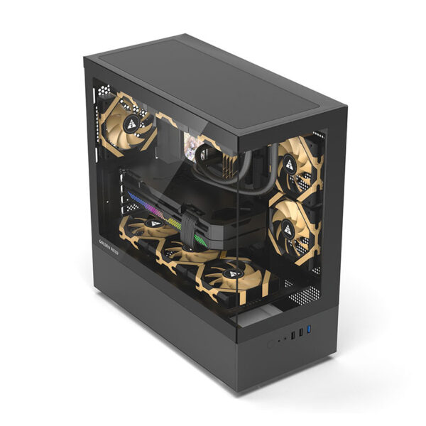 Vỏ Case GOLDEN FIELD MTX360 (Mid-Tower/Màu Đen)/Không Kèm Quạt)