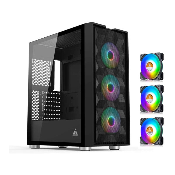 Vỏ Case GOLDEN FIELD Magic-B 3XMA (Mid-Tower/Màu Đen)/Kèm 3 Quạt RGB Auto)