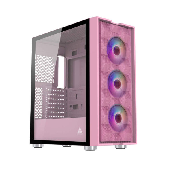 Vỏ Case GOLDEN FIELD Magic-P 3XMA (Mid-Tower/Màu Hồng )/Kèm 3 Quạt RGB Auto) - Hình ảnh 3