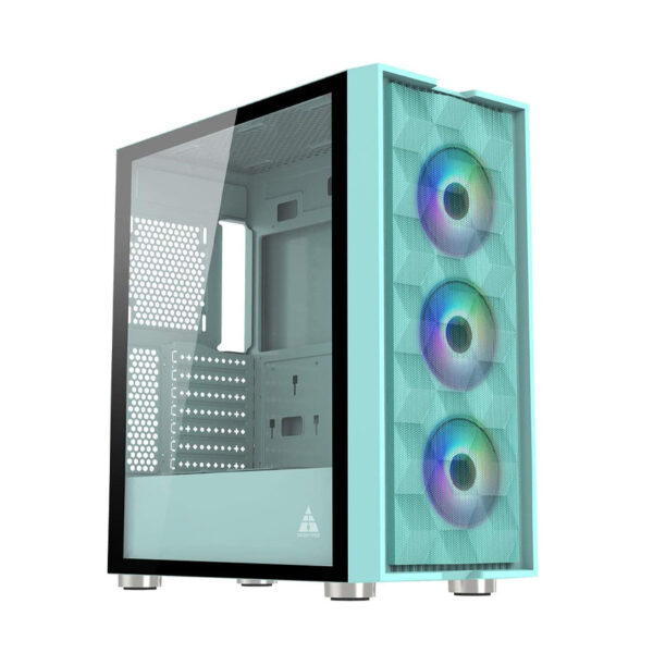 Vỏ Case GOLDEN FIELD Magic-U 3XMA (Mid-Tower/Màu Xanh)/Kèm 3 Quạt RGB Auto)
