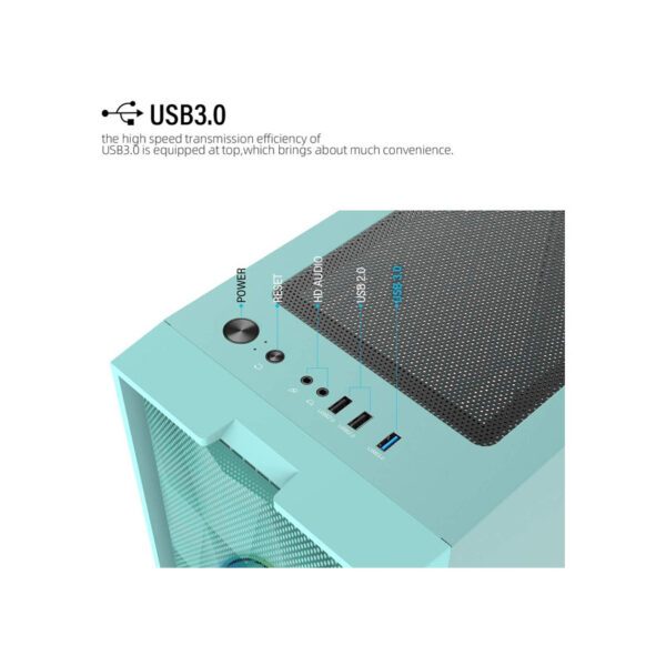 Vỏ Case GOLDEN FIELD Magic-U 3XMA (Mid-Tower/Màu Xanh)/Kèm 3 Quạt RGB Auto) - Hình ảnh 2