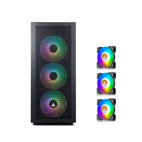 Vỏ Case GOLDEN FIELD N95 3XMA Gaming Pro (Mid-Tower/Màu Đen)/Kèm 3 Quạt RGB Auto)