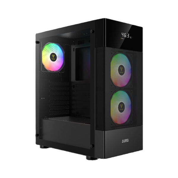 Vỏ Case Gamdias AURA GC5 ARGB (MID Tower/Màu Đen)/Kèm 3 Quạt ARGB)