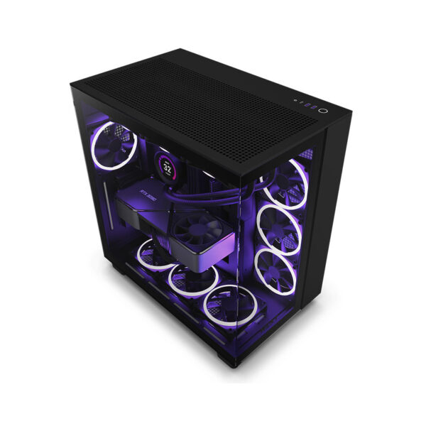 Vỏ Case NZXT H9 Flow RGB+ 2025 (CM-H92FB-P1) (Mid-Tower/Màu Đen)/Kèm 3 Quạt (F420 RGB Core x 2 + F120 RGB Core)