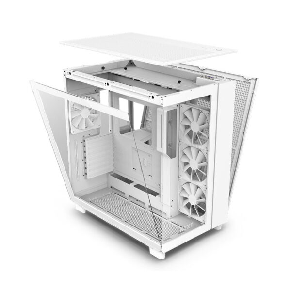 Vỏ Case NZXT H9 Flow RGB+ 2025 (CM-H92FW-P1) (Mid-Tower/Màu Trắng)/Kèm 3 Quạt (F420 RGB Core x 2 + F120 RGB Core) - Hình ảnh 4