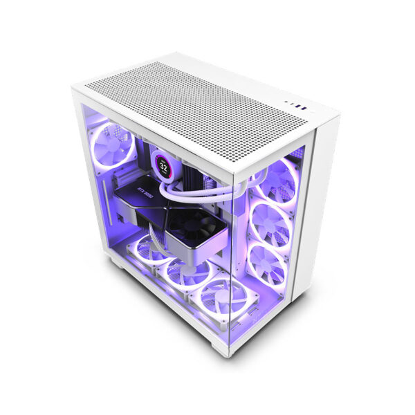 Vỏ Case NZXT H9 Flow RGB+ 2025 (CM-H92FW-P1) (Mid-Tower/Màu Trắng)/Kèm 3 Quạt (F420 RGB Core x 2 + F120 RGB Core)